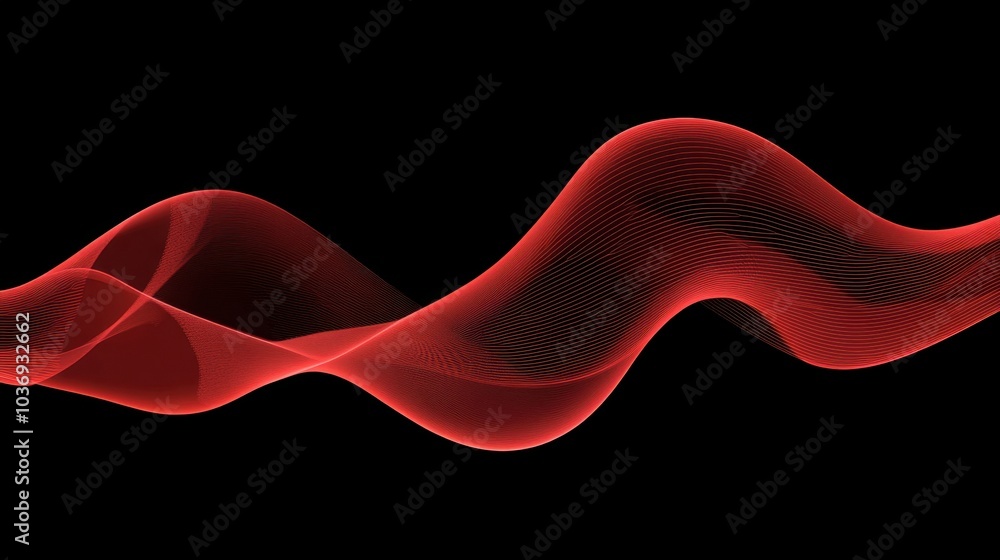 Poster abstract red wave patterns on black background