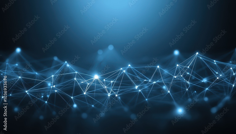 Poster abstract representation of technology and network connections in a digital space