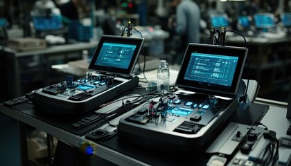 Advanced electronics warehouse with automated sorting systems and high-tech equipment