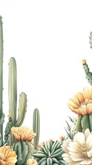 Colorful Watercolor Cactus and Flower Arrangement