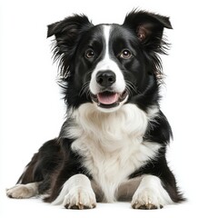 Fototapeta premium Border Collie (2 years old) , isolated on white background, , copy space for text,