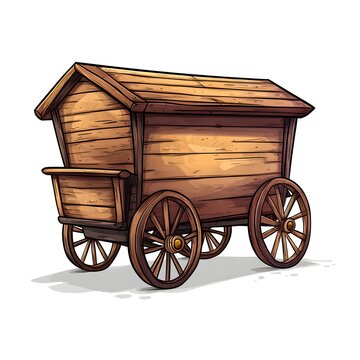 recommend clip art: Wooden Covered Wagon with Spoked Wheels  Vintage Travel and Transportation Illustration