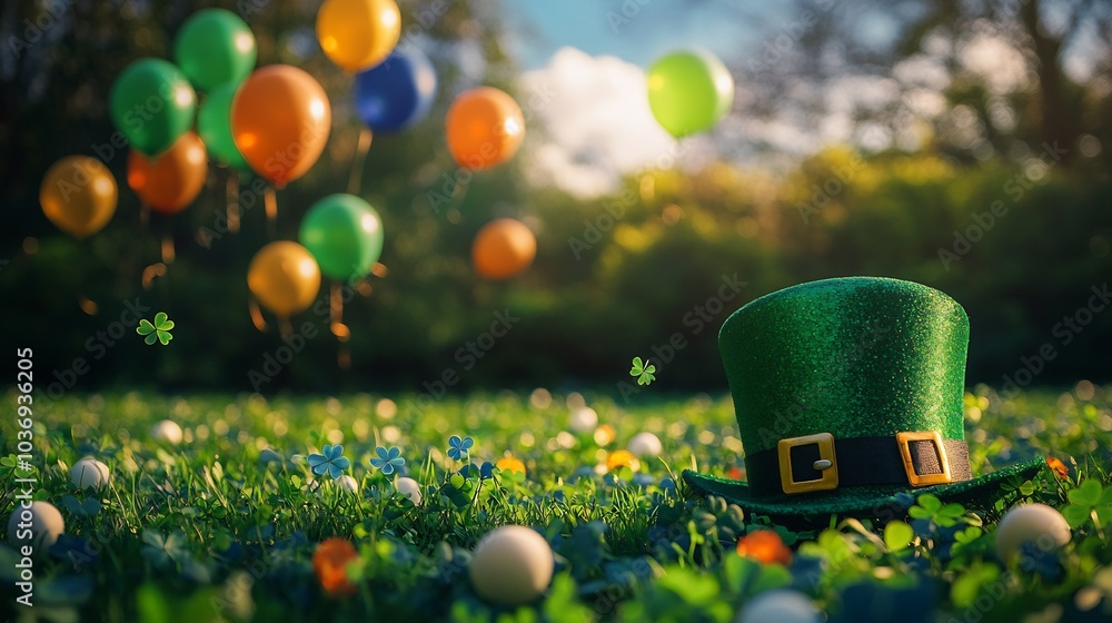Poster vibrant display an empty paper banner ready for festive messages a jaunty st patrick's day hat and c