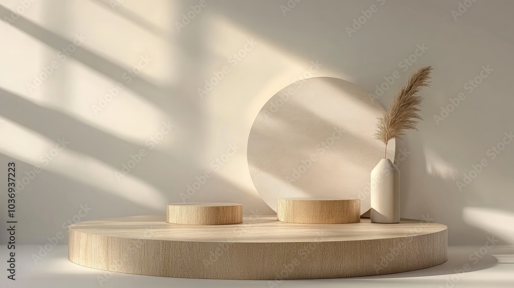 Poster abstract background featuring podium geometric shapes designed for product presentation 3d rendering