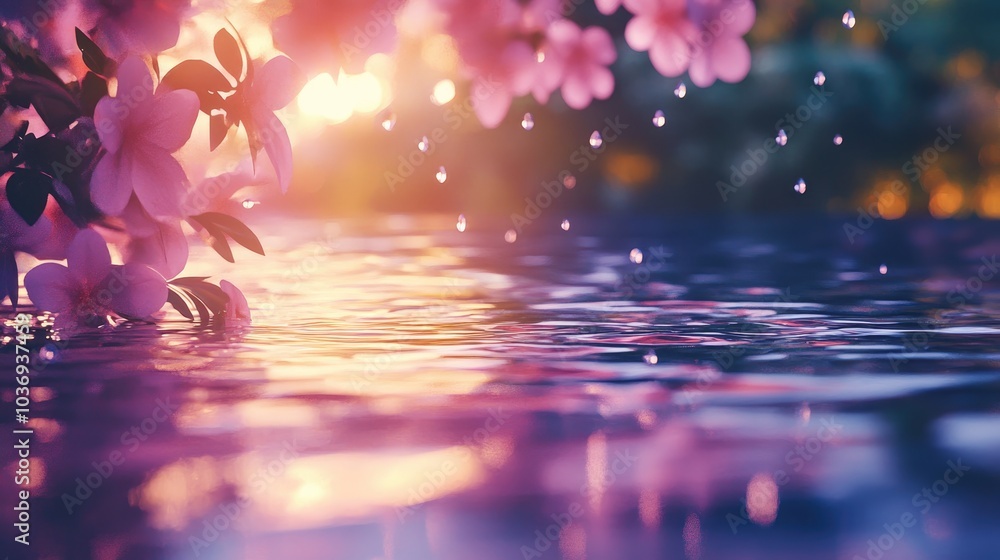 Aufkleber blurred water droplets create a dreamy bokeh effect in a nature setting adding a sense of tranquilit