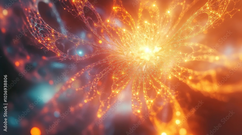 Poster abstract fractal light background in 3d cartoon rendering