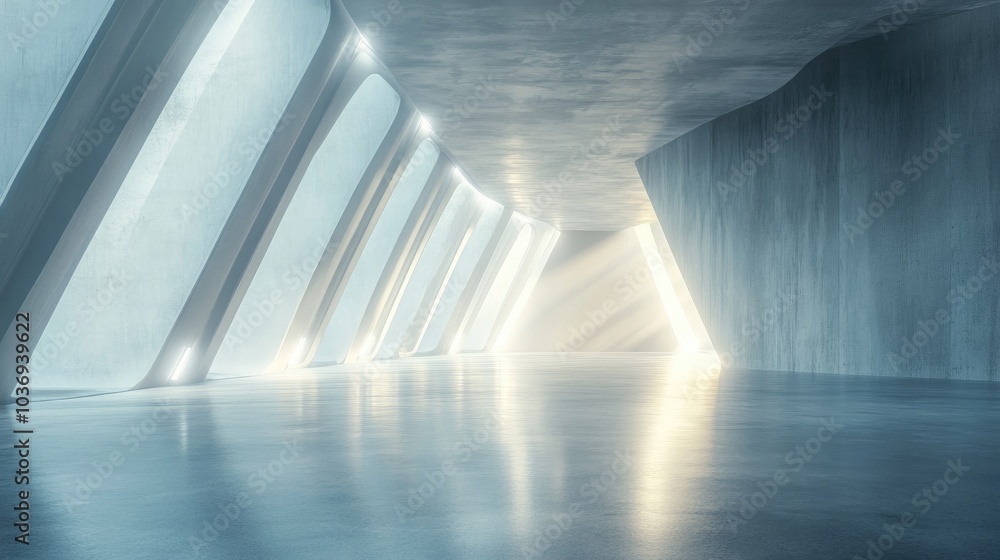 Poster futuristic abstract empty room with a sci fi corridor featuring light for product display showcasing