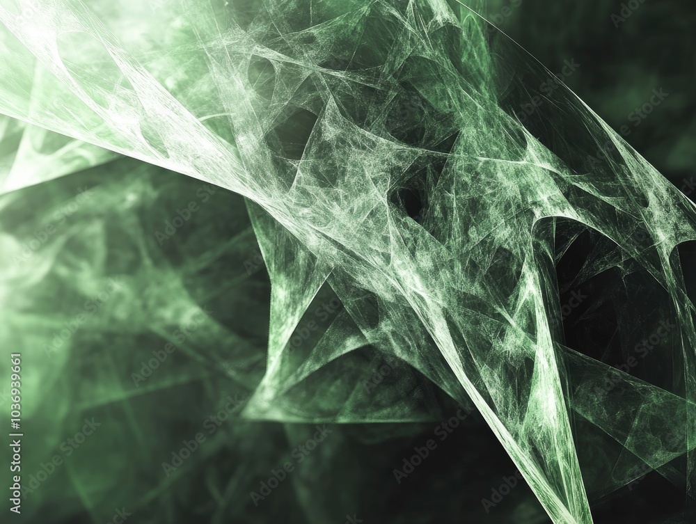 Poster abstract background featuring computer generated fractals sleek monochrome design enhanced with gree