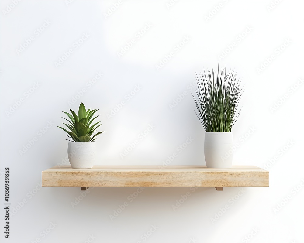 Poster minimalist floating shelf with concealed brackets on white background