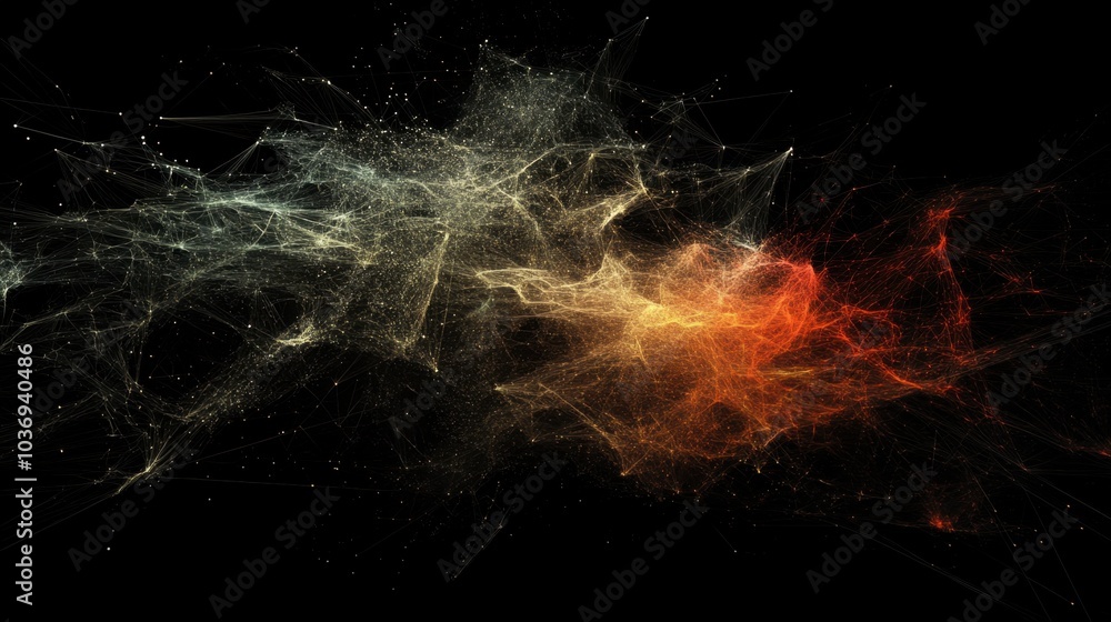 Poster Abstract Flow of Light and Color in Dark Background