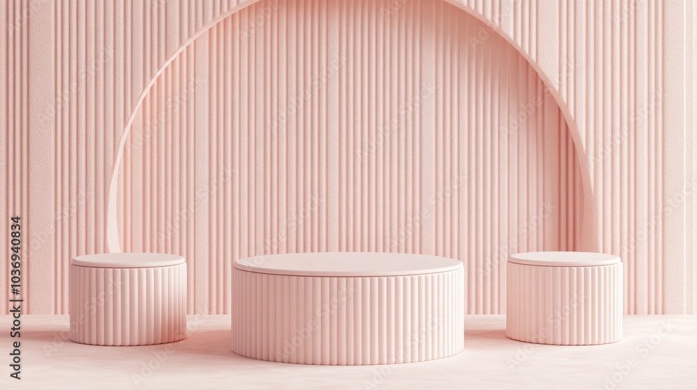 Poster cylinder podiums on a pastel background abstract minimal scene featuring geometric shapes display se