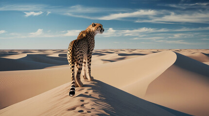 Serenity in the Sands: Cheetah in the Desert