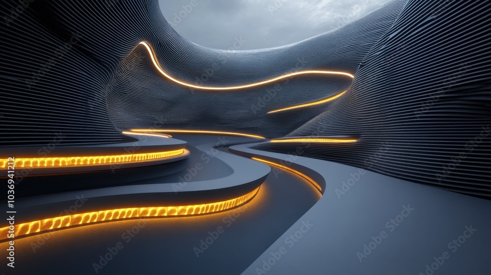 Poster abstract curved path with ambient lighting and texture