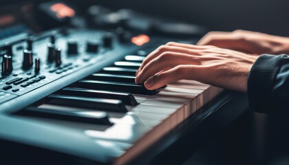 Obraz premium A music producer composing a new song in a professional recording studio