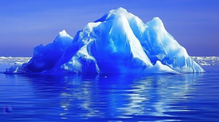 Fototapeta premium Blue Iceberg Floating in Calm Waters