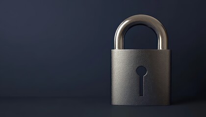 Fototapeta premium Digital padlock on dark blue backdrop symbolizes cybersecurity and privacy