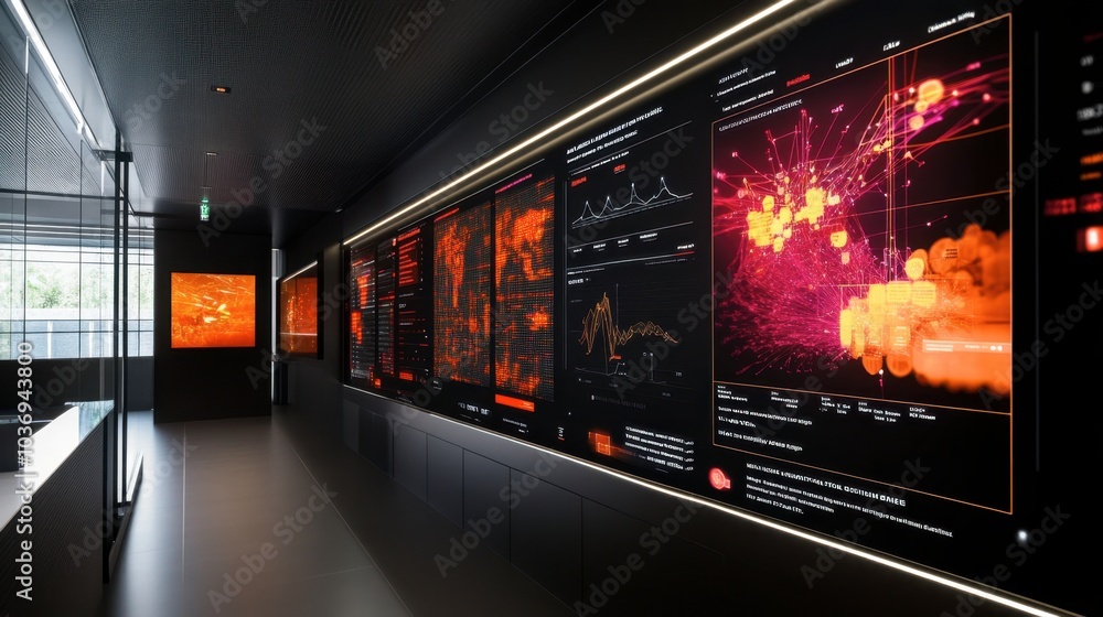 Poster high-tech data visualization in modern workspace