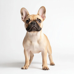 Fototapeta premium French bulldog standing confidently on white backdrop, showcasing its charm