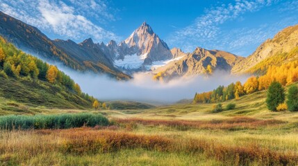 Obraz premium Majestic Mountain Landscape with Autumn Colors