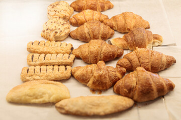 food presentation mixed pastries croissants breakfast sweets