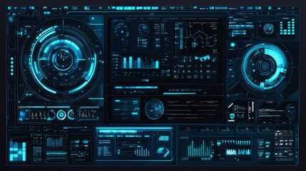 Futuristic Data Analysis Dashboard Visualization