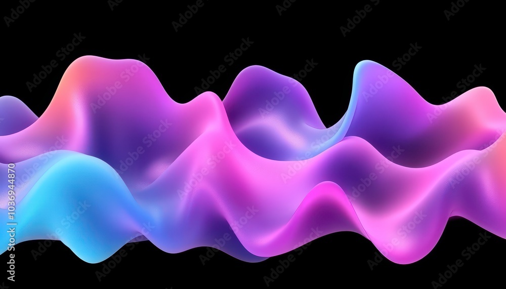 Aufkleber dynamic iridescent waves in fluid 3d render for modern abstract designs