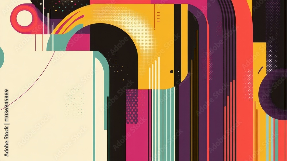 Poster vibrant abstract shapes and patterns design
