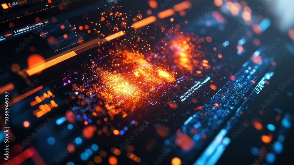 Poster abstract digital data visualization with bright colors