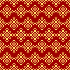 Seamless geometric red and gold pattern with tranditional design