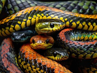 Fototapeta premium Close Up of Colorful Snakes in Nature