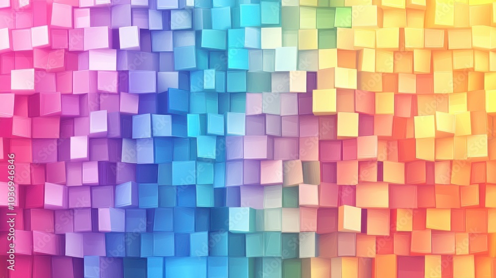 Poster colorful 3d cubes in gradient pattern