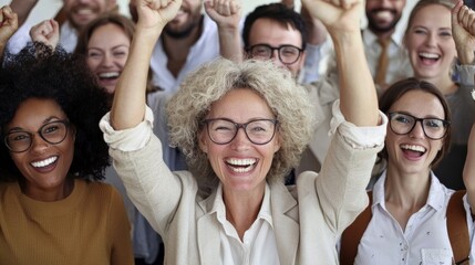 Embracing Diversity: Multigenerational Team Celebrating Success at Corporate Event