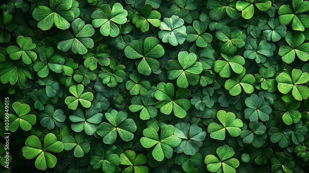 Aufkleber whimsical pattern of fourleaf clovers interspersed playful designs creating a lively st patrick's da