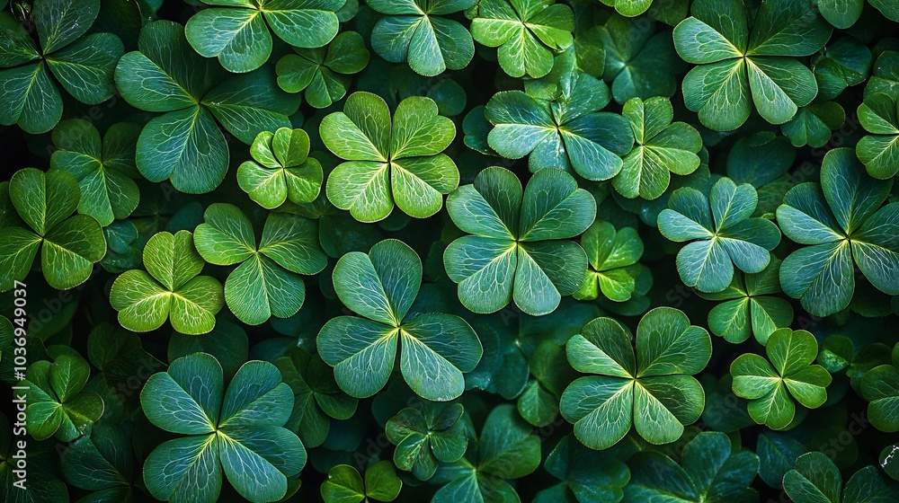 Aufkleber whimsical pattern of fourleaf clovers interspersed playful designs creating a lively st patrick's da
