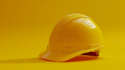 Fototapeta premium A yellow safety helmet displayed on a clean, neutral background.