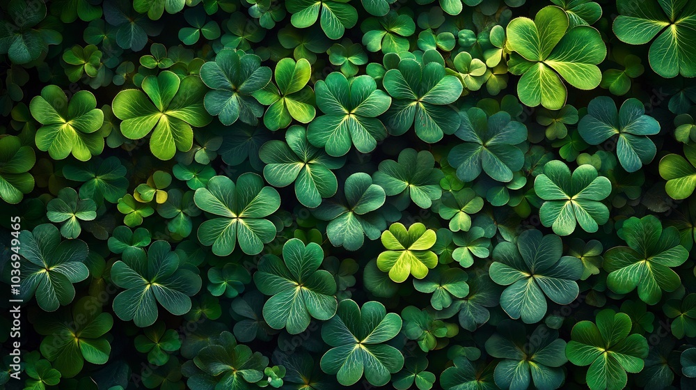 Aufkleber whimsical pattern of fourleaf clovers interspersed playful designs creating a lively st patrick's da