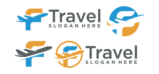Initial letter F travel logo, travel agency logo, travel business logo concept.