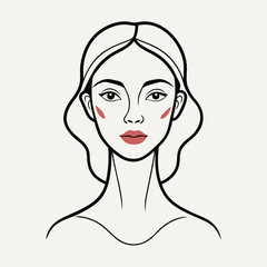 portrait of a woman in line art vector 