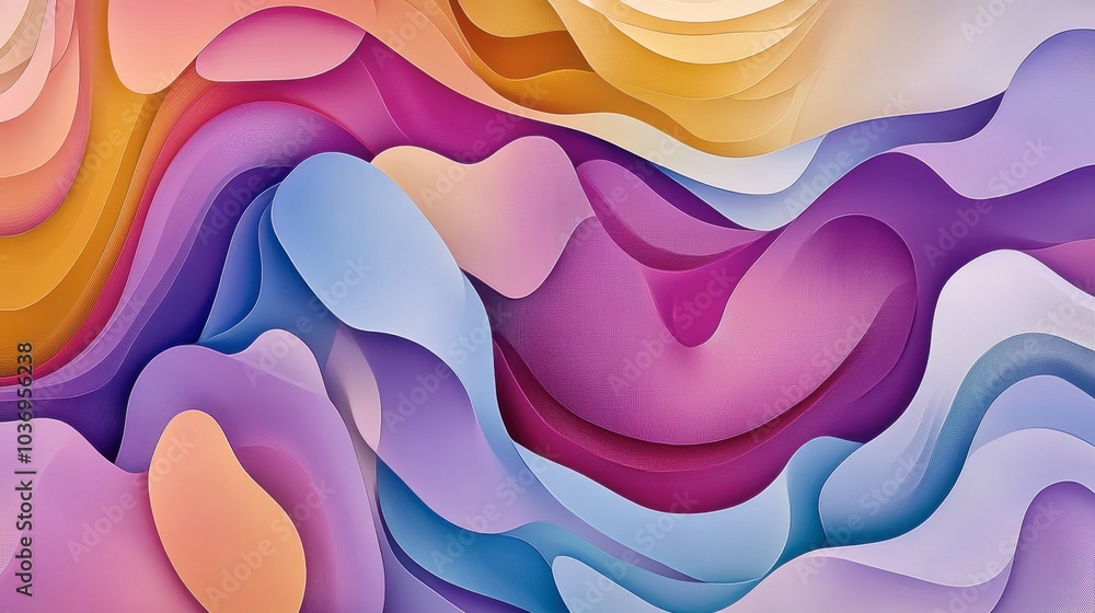 Poster Abstract Colorful Waves of Soft Curves and Shapes