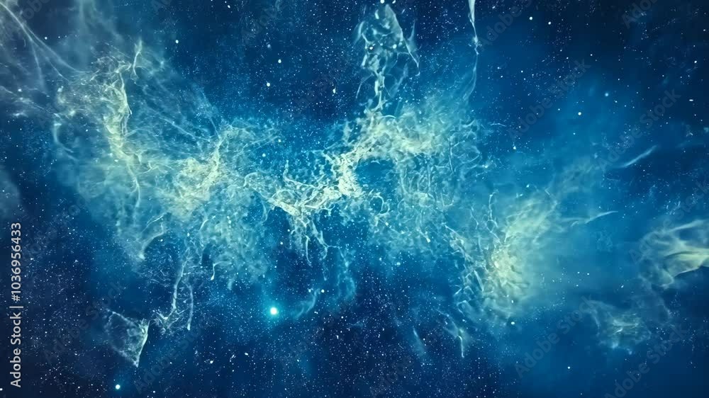 Wall mural a vast, swirling nebula fills the night sky, its wispy clouds of gas and dust illuminated by distant