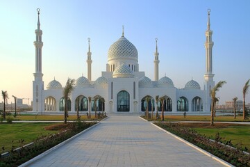 Obraz premium Beautiful mosque as a place of worship for Muslims created with Generative AI