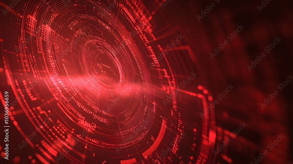 Poster red technology background and abstract digital tech circle.copy space.