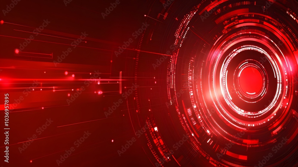 Poster red technology background and abstract digital tech circle.copy space.