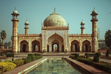 Naklejka premium Beautiful mosque as a place of worship for Muslims created with Generative AI
