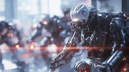 Fototapeta premium Futuristic Robots in a High-Tech Environment