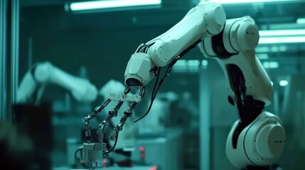 Industrial Robot Arm in Modern Workspace