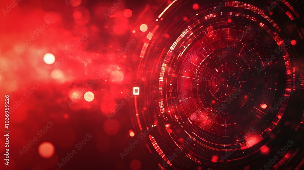 Poster red technology background and abstract digital tech circle.copy space.