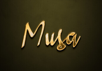 Old gold text effect of Nigerian Pidgin name Musa with 3D glossy style Mockup.