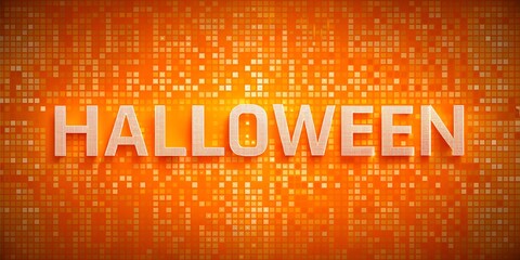  Halloween Inscription on Orange and White Background Created with Generative AI