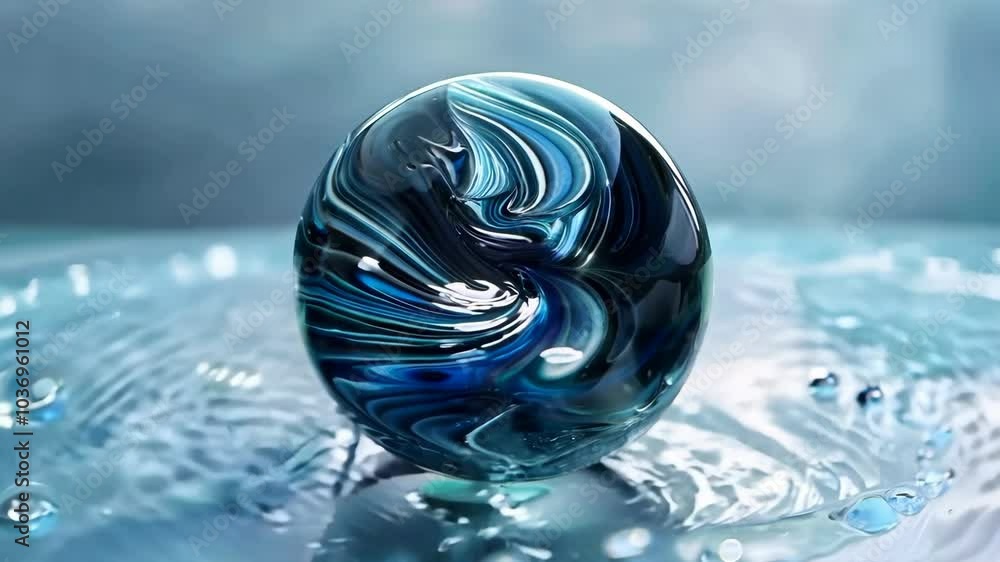 Poster glossy liquid 3d orb with dynamic patterns, video